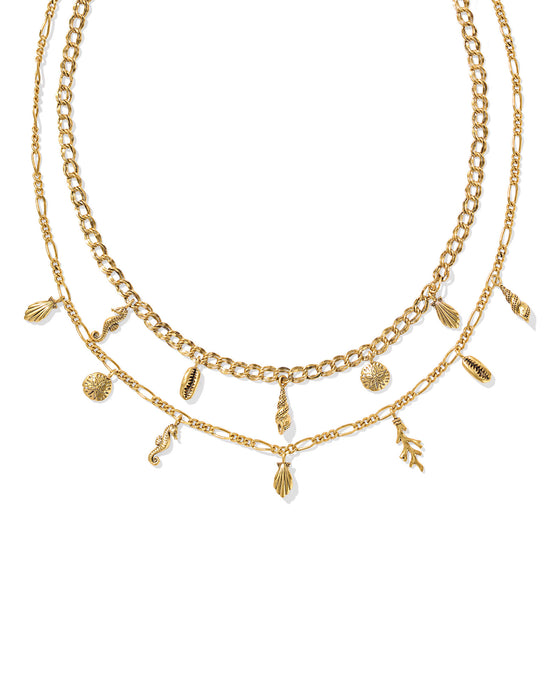 ALEXA MULTI STRAND GOLD CHARM NECKLACE