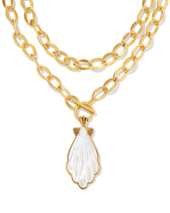 ALEXA VINTAGE GOLD STATEMENT SHELL NECKLACE