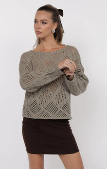  JAIDA OPEN KNIT BOATNECK SWEATER