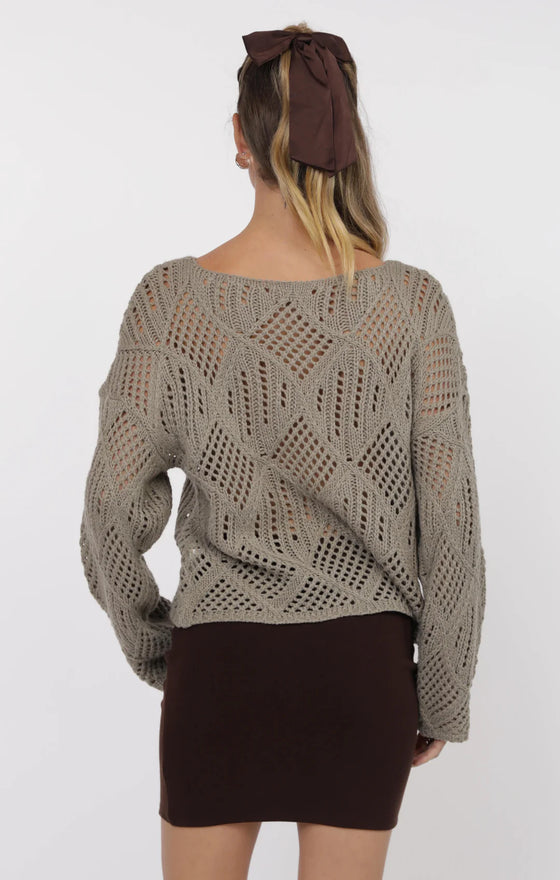 JAIDA OPEN KNIT BOATNECK SWEATER