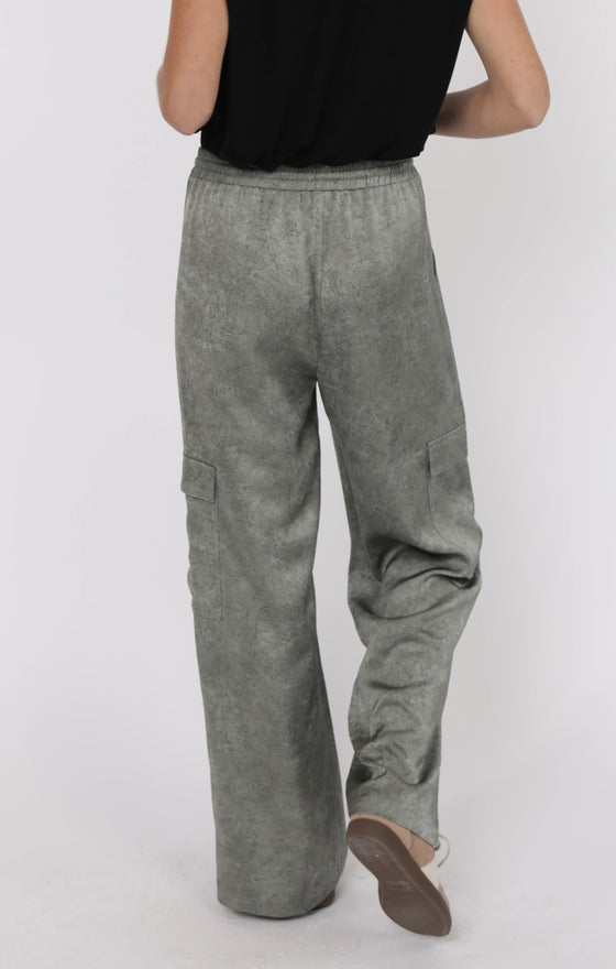 FOREVER YOURS CRINKLED SATIN CARGO PANTS