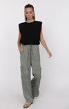 FOREVER YOURS CRINKLED SATIN CARGO PANTS