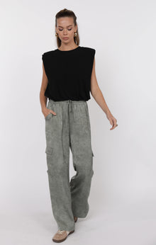  FOREVER YOURS CRINKLED SATIN CARGO PANTS