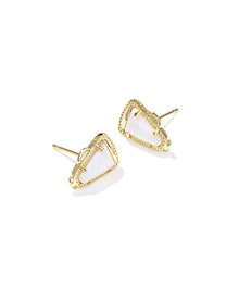  CHEER GOLD MOTHER OF PEARL STUD EARRINGS