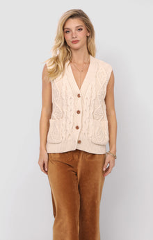  SWIFT CABLE KNIT CARDIGAN VEST