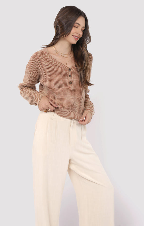 BRIXTON BUTTON DETAIL SWEATER