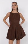 FAR WEST FIT & FLARE FAUX SUEDE DRESS