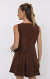 FAR WEST FIT & FLARE FAUX SUEDE DRESS