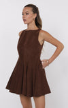 FAR WEST FIT & FLARE FAUX SUEDE DRESS