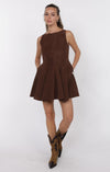 FAR WEST FIT & FLARE FAUX SUEDE DRESS