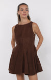 FAR WEST FIT & FLARE FAUX SUEDE DRESS