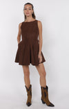 FAR WEST FIT & FLARE FAUX SUEDE DRESS
