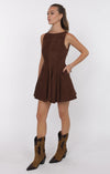 FAR WEST FIT & FLARE FAUX SUEDE DRESS