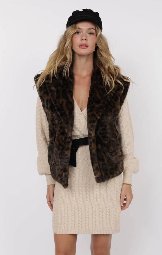 WAVERLY LEOPARD FAUX FUR VEST