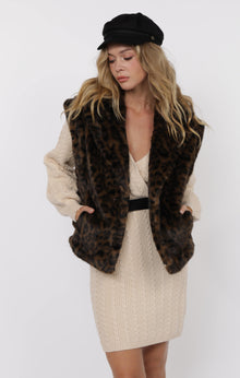 WAVERLY LEOPARD FAUX FUR VEST