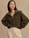 MAURA HALF ZIP RIB KNIT SWEATER
