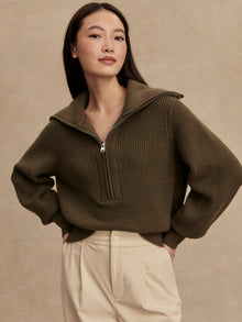  MAURA HALF ZIP RIB KNIT SWEATER