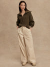 MAURA HALF ZIP RIB KNIT SWEATER