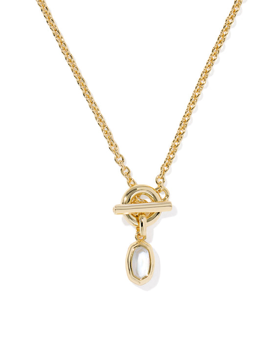 MINI ELISA TOGGLE PENDANT NECKLACE in ivory mother of pearl