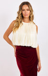 AMOUR PLEATED BUBBLE HEM TOP
