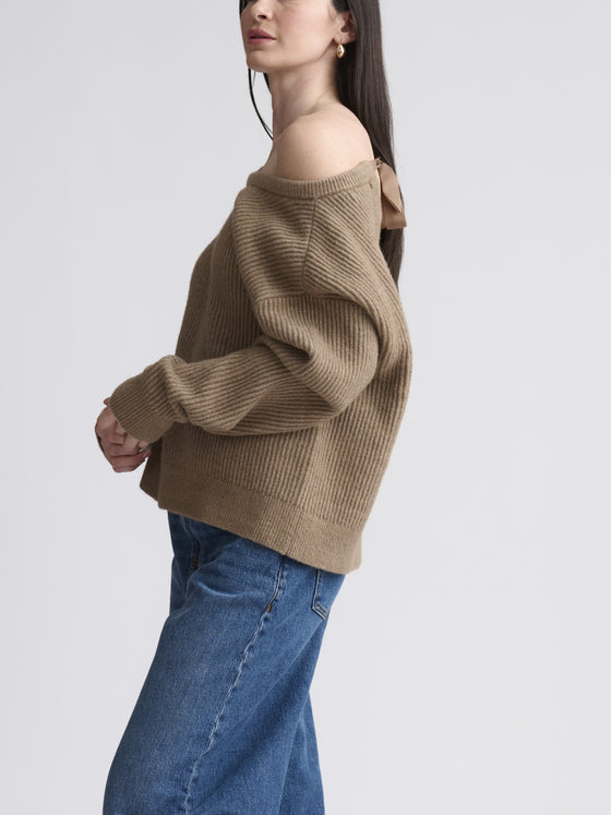 STASSI SATIN TIE SWEATER