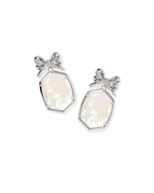  DAPHNE BOW SILVER EARRINGS in iridescent silver ivory illusion