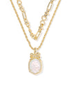 DAPHNE BOW GOLD MULTI STRAND NECKLACE in iridescent crystal ivory illusion