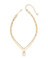 DAPHNE BOW GOLD MULTI STRAND NECKLACE in iridescent crystal ivory illusion