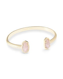  ELTON GOLD CUFF BRACELET in rose quartz