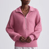 TARA POINTELLE HALF ZIP KNIT SWEATER