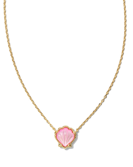BRYNNE SHELL PENDANCT NECKLACE in gold blush mother of pearl