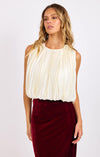 AMOUR PLEATED BUBBLE HEM TOP