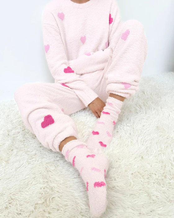 HEARTS FUZZY YARN SOCKS