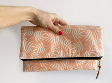  LARGE FOLDOVER CLUTCH in pink lily leaf