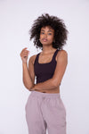 RIBBED SQUARE NECK CROPPED TANK