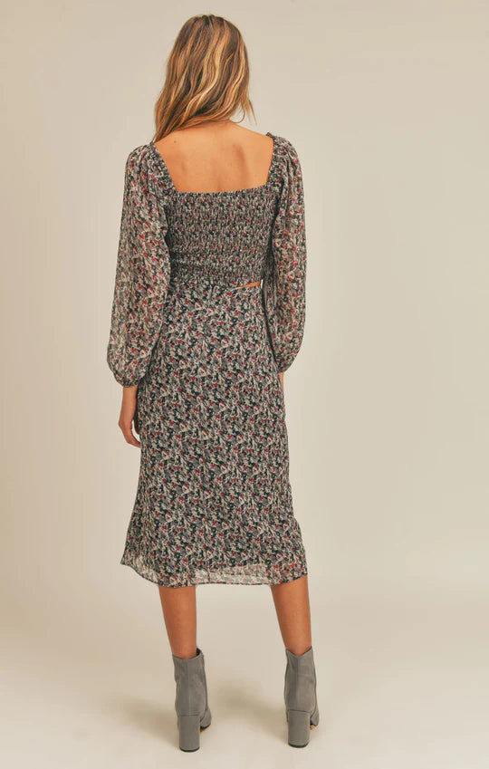 DARK ROMANCE RUCHED MIDI SKIRT