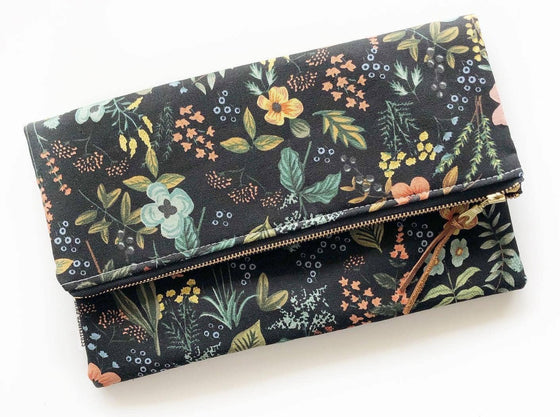 LARGE FOLDOVER CLUTCH h in rifle paper botanical floral