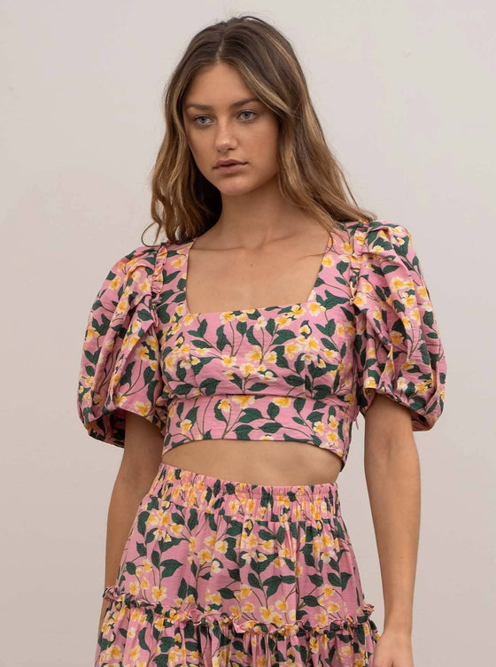 FLORAL PLEATED TOP