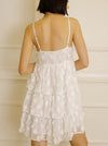 WHITE FLORAL APPLIQUE DRESS