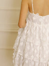 WHITE FLORAL APPLIQUE DRESS