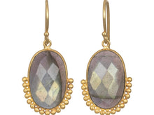  LABRADORITE GOLD DOT EARRINGS