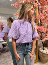 TEXTURED PUFF SLEEVE TOP