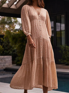  DEKLAN 3/4 SLEEVE SHEER MAXI DRESS