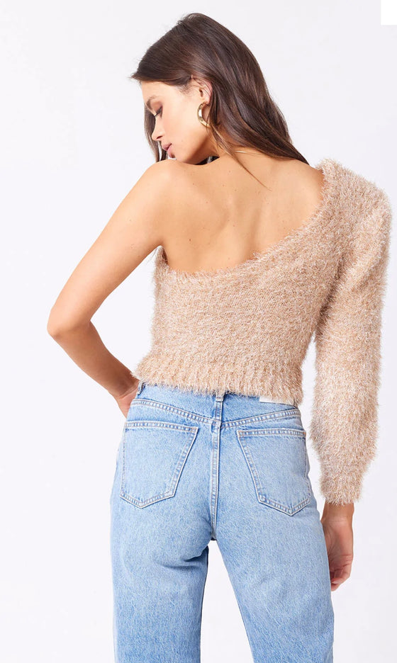 RONAN ONE SHOULDER FESTIVE SWEATER